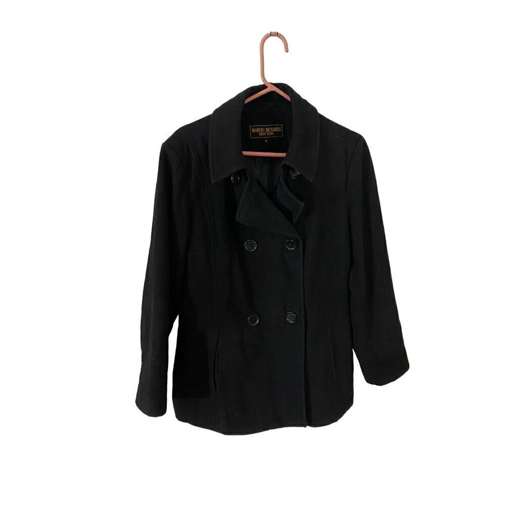 Marvin Richards New York Women's Black Button Front Coat - XL